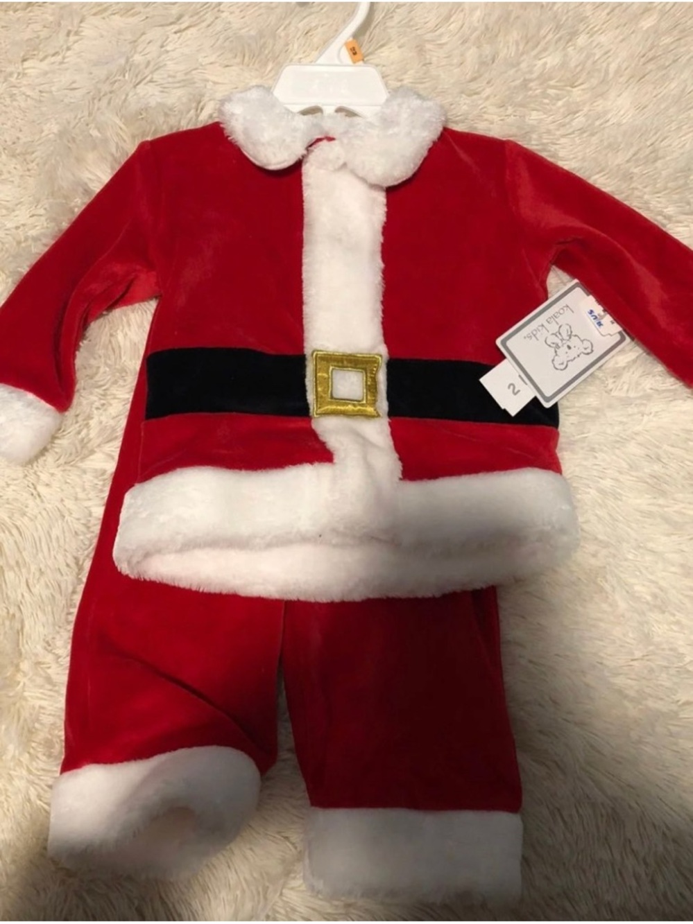 Koala Kids Red and White Santa Outfit with Black Belt